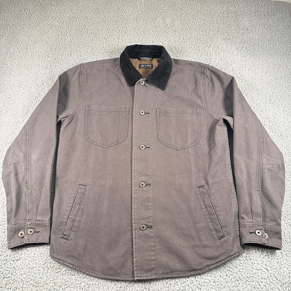 Line Of Trade Canvas Field Overshirt Mens L Brown Corduroy Collar Workwear